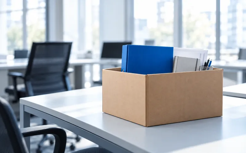 Umzugskarton mit Ordnern auf einem Bürotisch als Sinnbild für einen Agenturwechsel