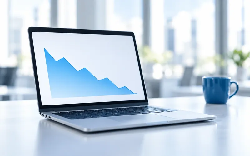 Laptop mit fallender Kurve als Sinnbild für eine SEO-Agentur, die keine Ergebnisse bringt