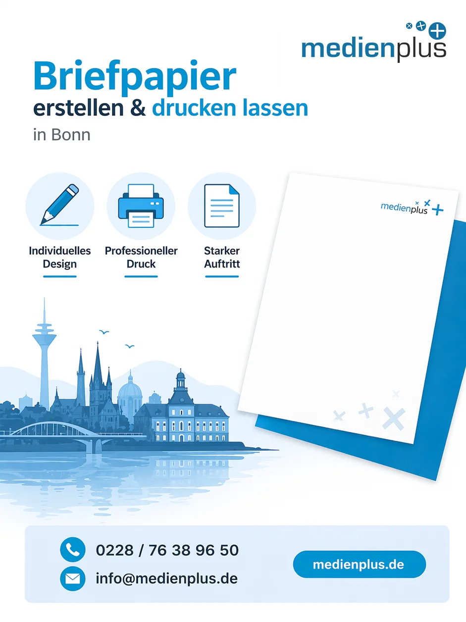 Briefpapier drucken lassen Bonn – medienplus GmbH